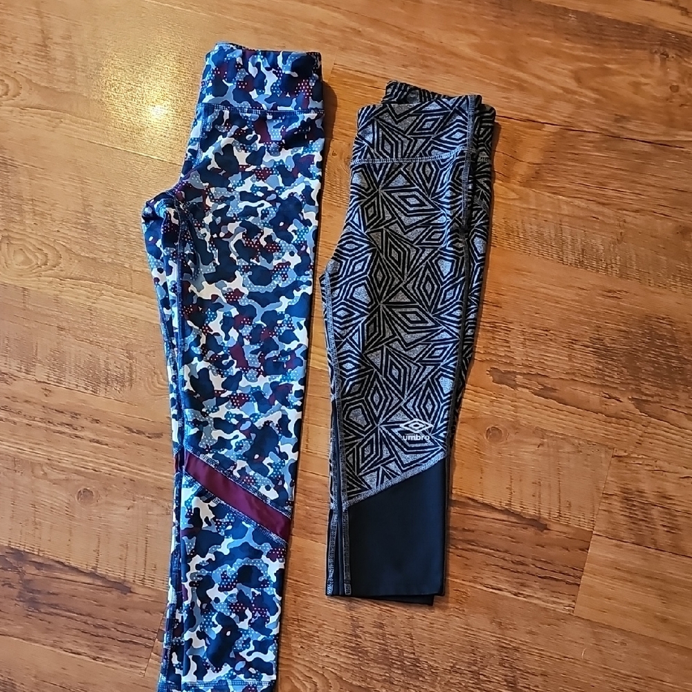 Umbro Kids Leggings Set - Blue Camo and Black Geometric. Old Navy And Umbro.